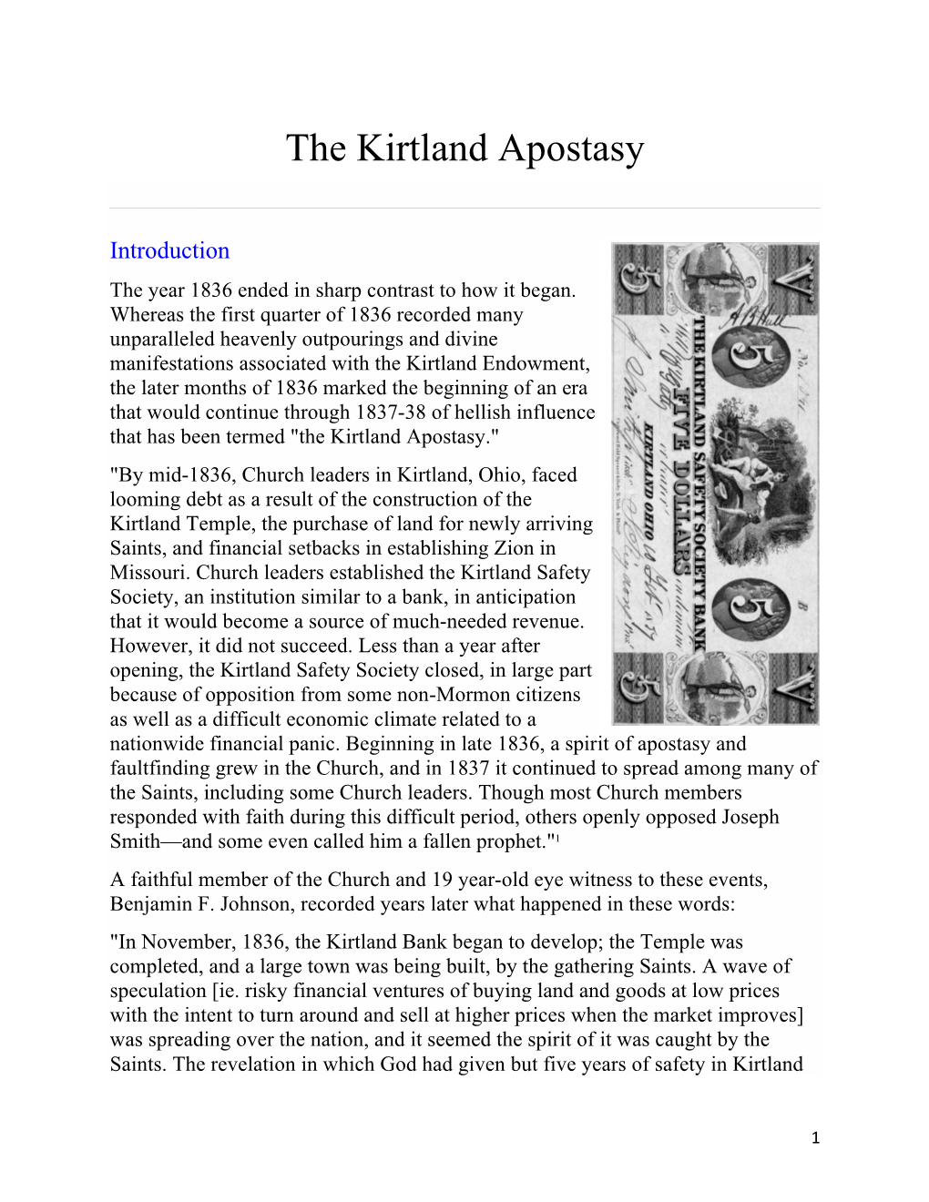 13-Pre-Class Reading-The Kirtland Apostasy