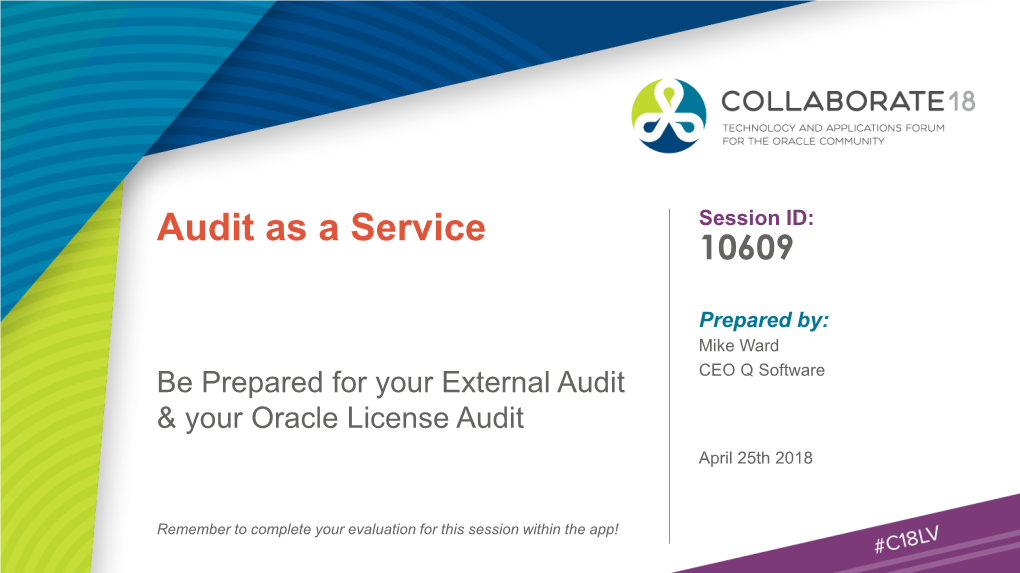 Audit As a Service Session ID: 10609