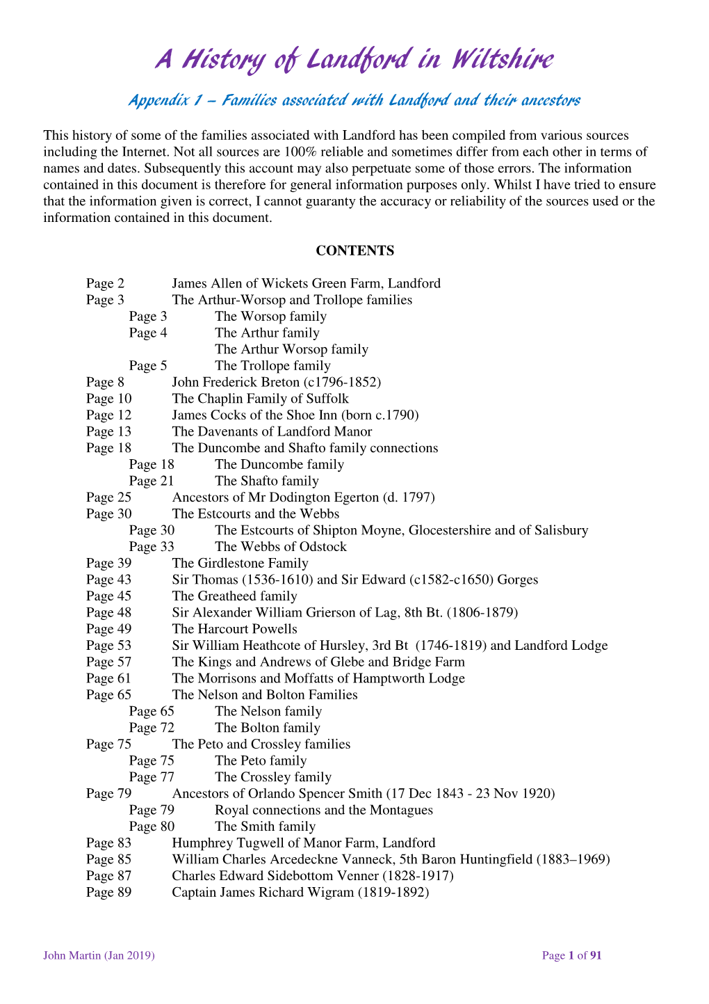 A History of Landford in Wiltshire