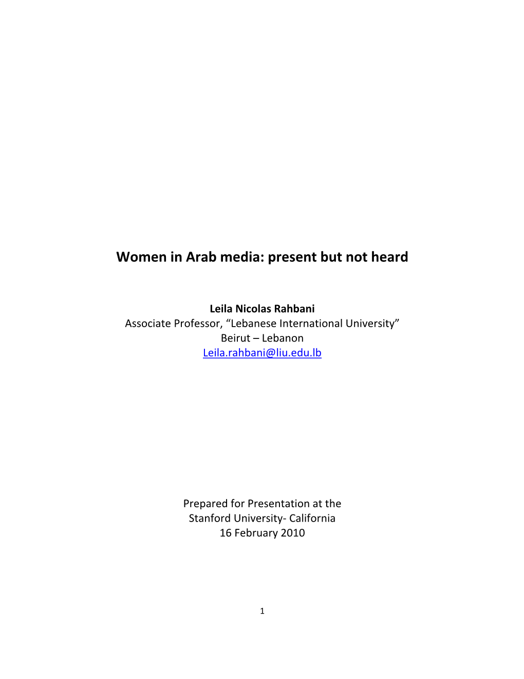 Women in Arab Media: Present but Not Heard