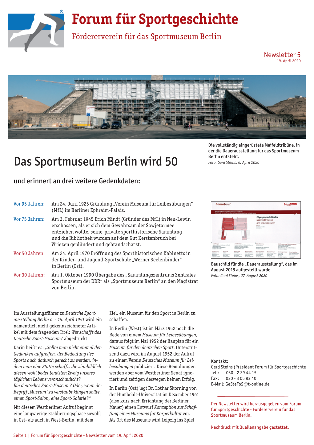 Forum Für Sportgeschichte Fördererverein Für Das Sportmuseum Berlin