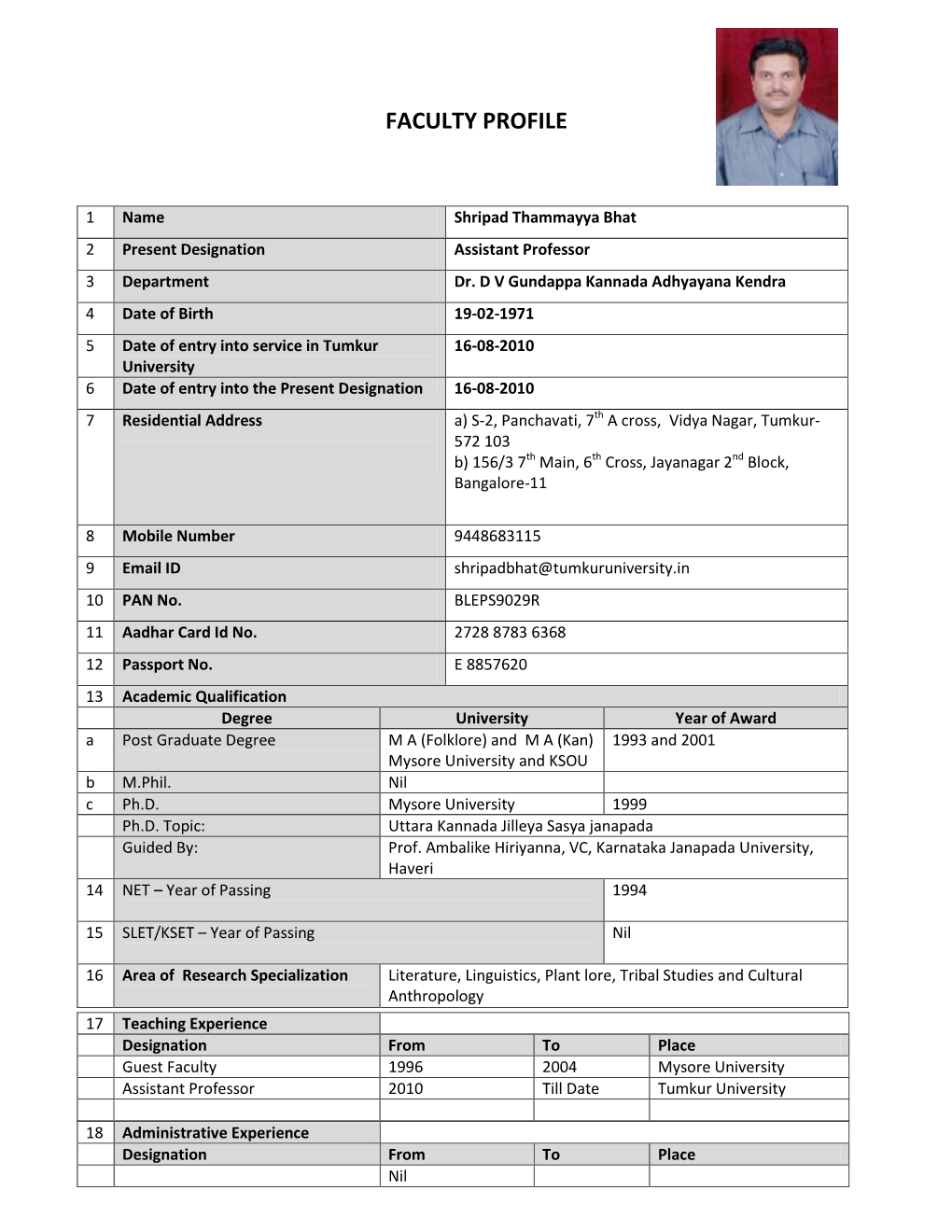 Faculty Profile