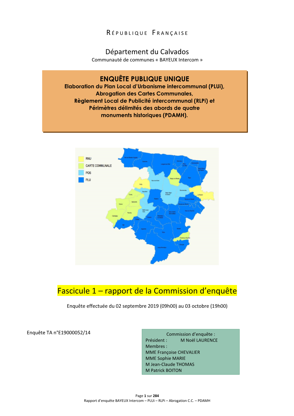 Fascicule 1 – Rapport De La Commission D'enquête