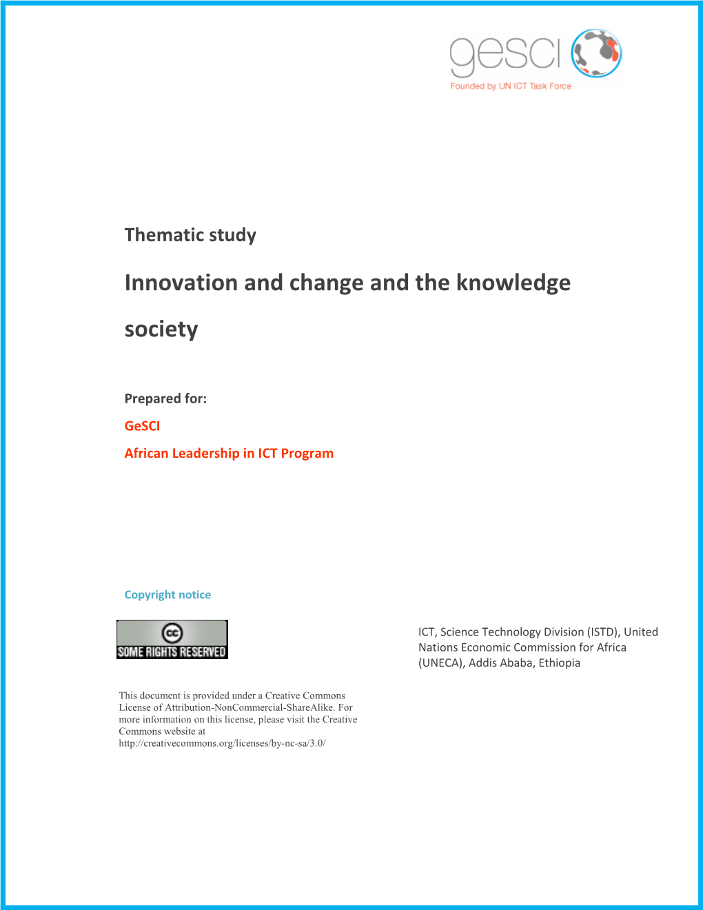 Innovation, Change and Knowledge Society