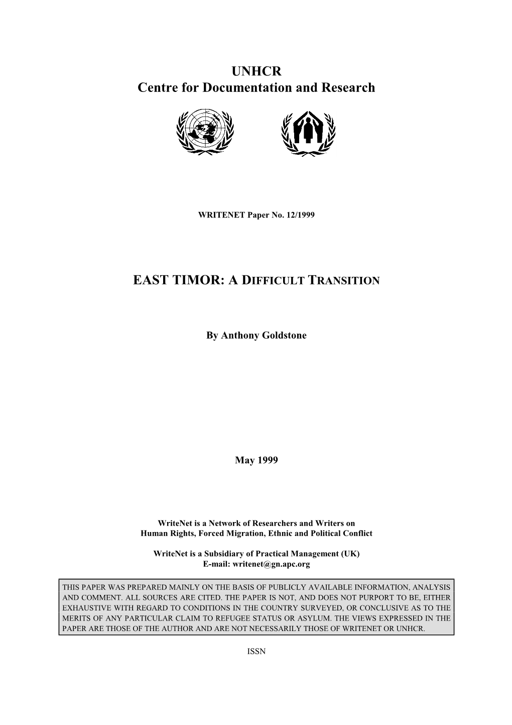 East Timor: a Difficult Transition