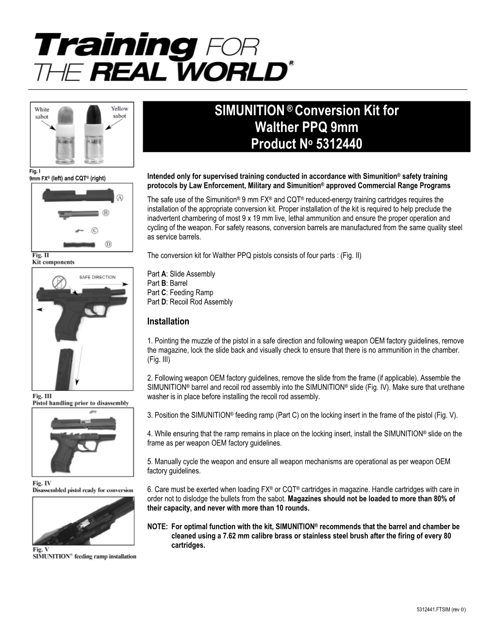 SIMUNITION® Conversion Kit for Walther PPQ 9Mm Product No