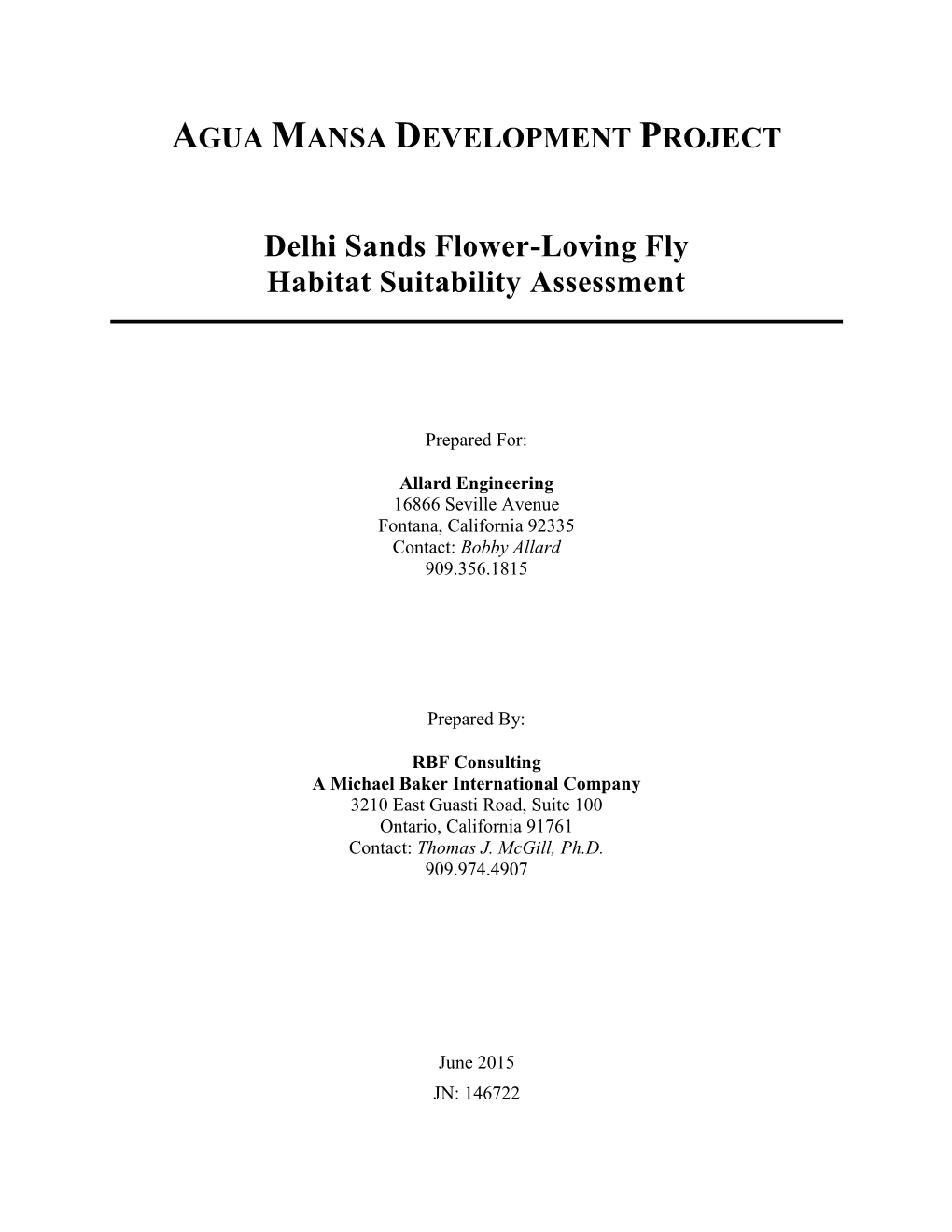 Delhi Sands Flower-Loving Fly Habitat Suitability Assessment