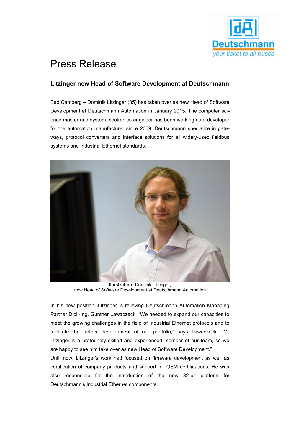 Page 2: Dominik Litzinger Takes Over As New Head of Software Development