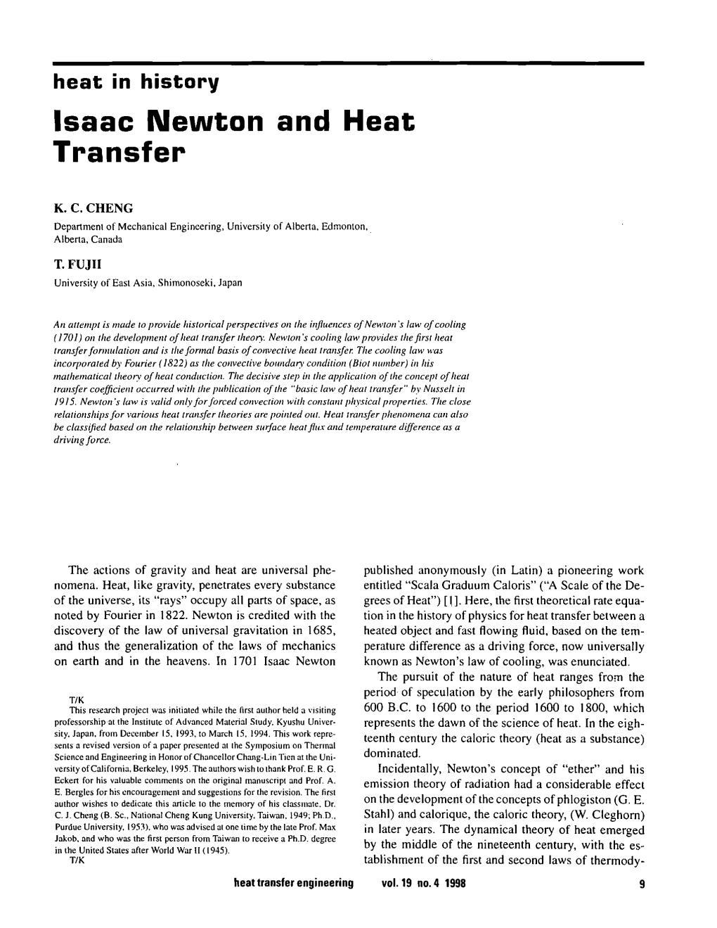 Isaac Newton and Heat Transfer