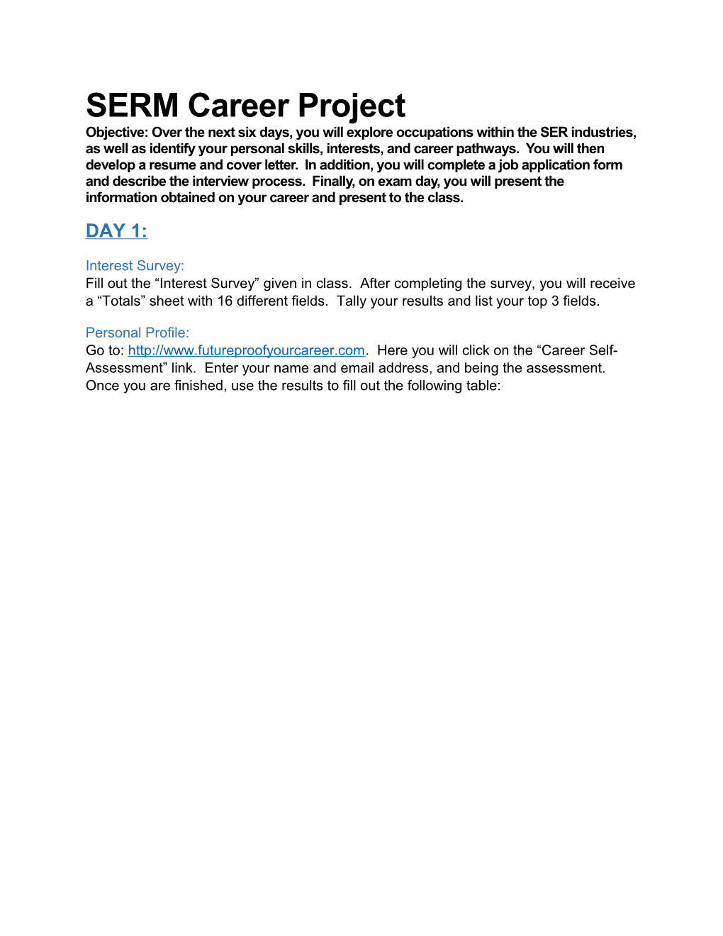 SERM Career Project