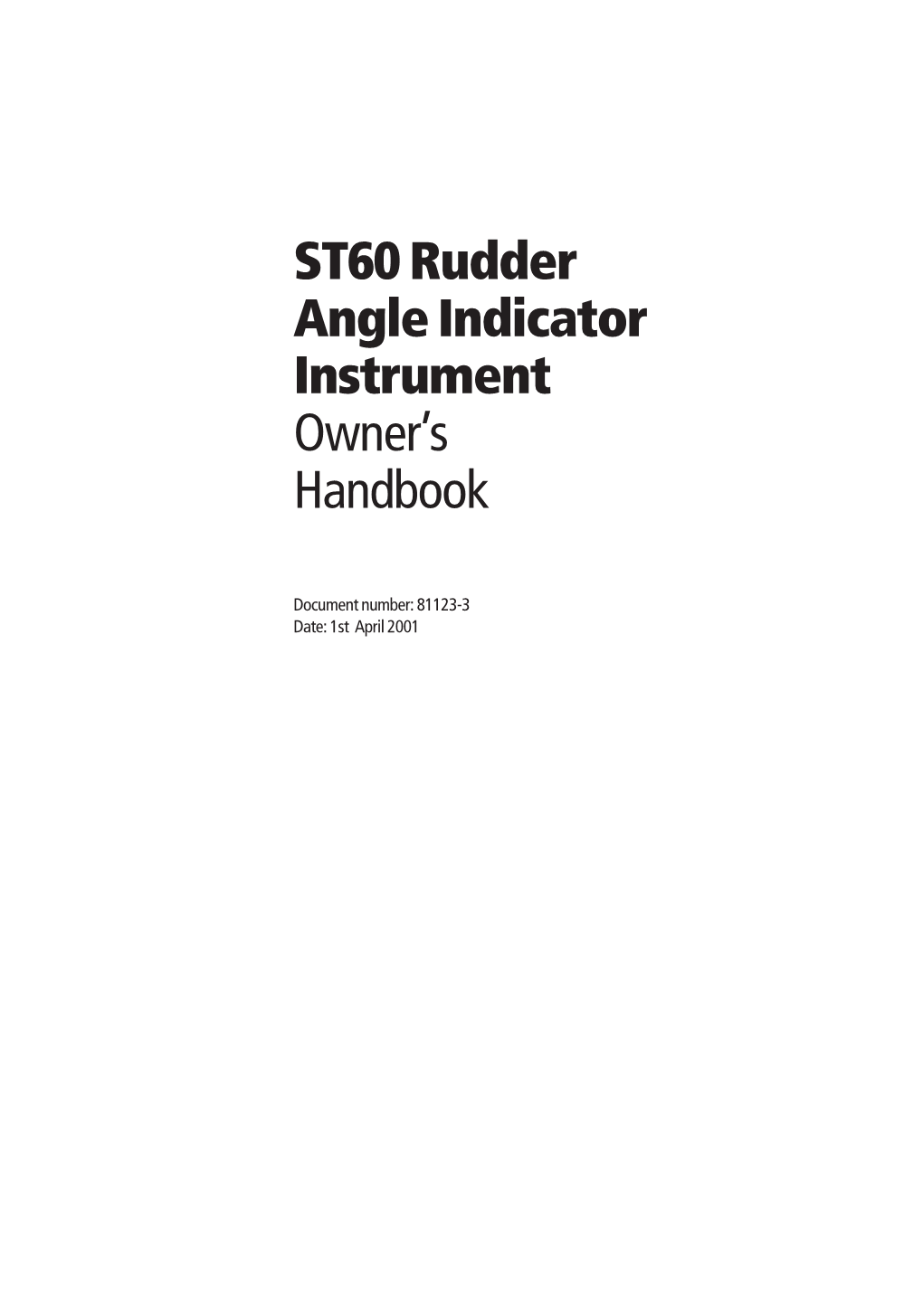 ST60 Rudder Angle Indicator Instrument Owner's Handbook