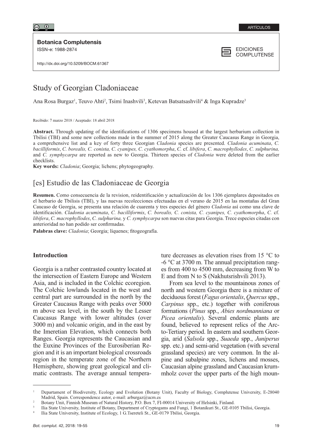 Study of Georgian Cladoniaceae