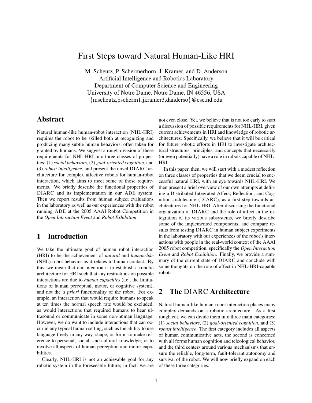 First Steps Toward Natural Human-Like HRI