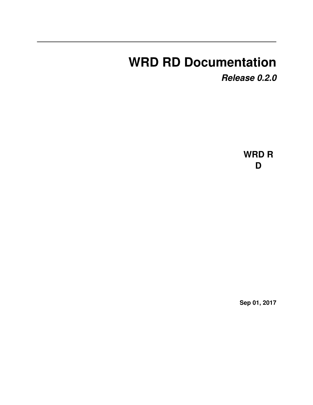 WRD R&D Documentation