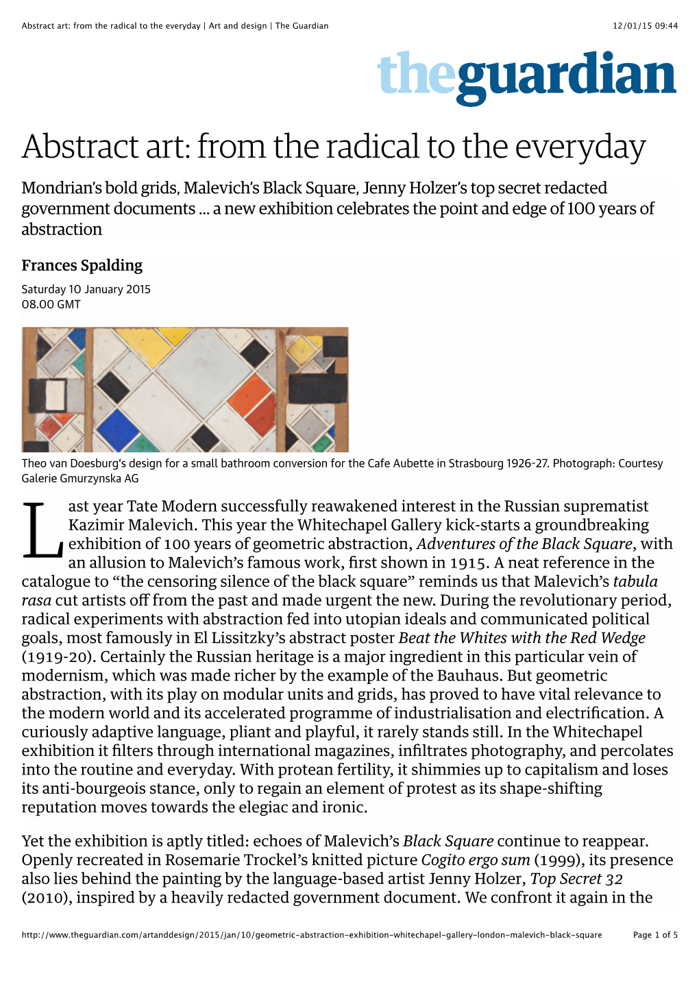 Abstract Art: from the Radical to the Everyday | Art and Design | the Guardian 12/01/15 09:44