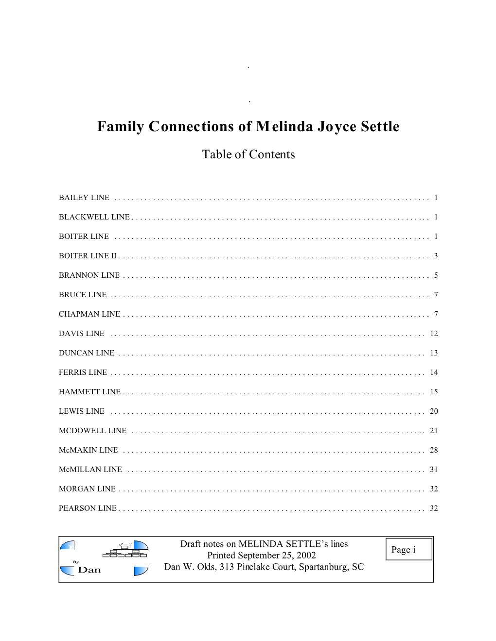 Family Connections of Melinda Joyce Settle