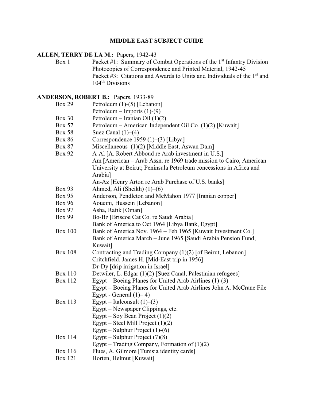 Middle East Subject Guide