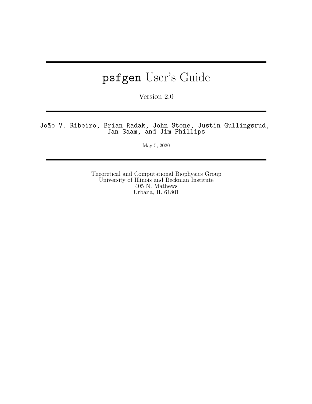 Psfgen User's Guide