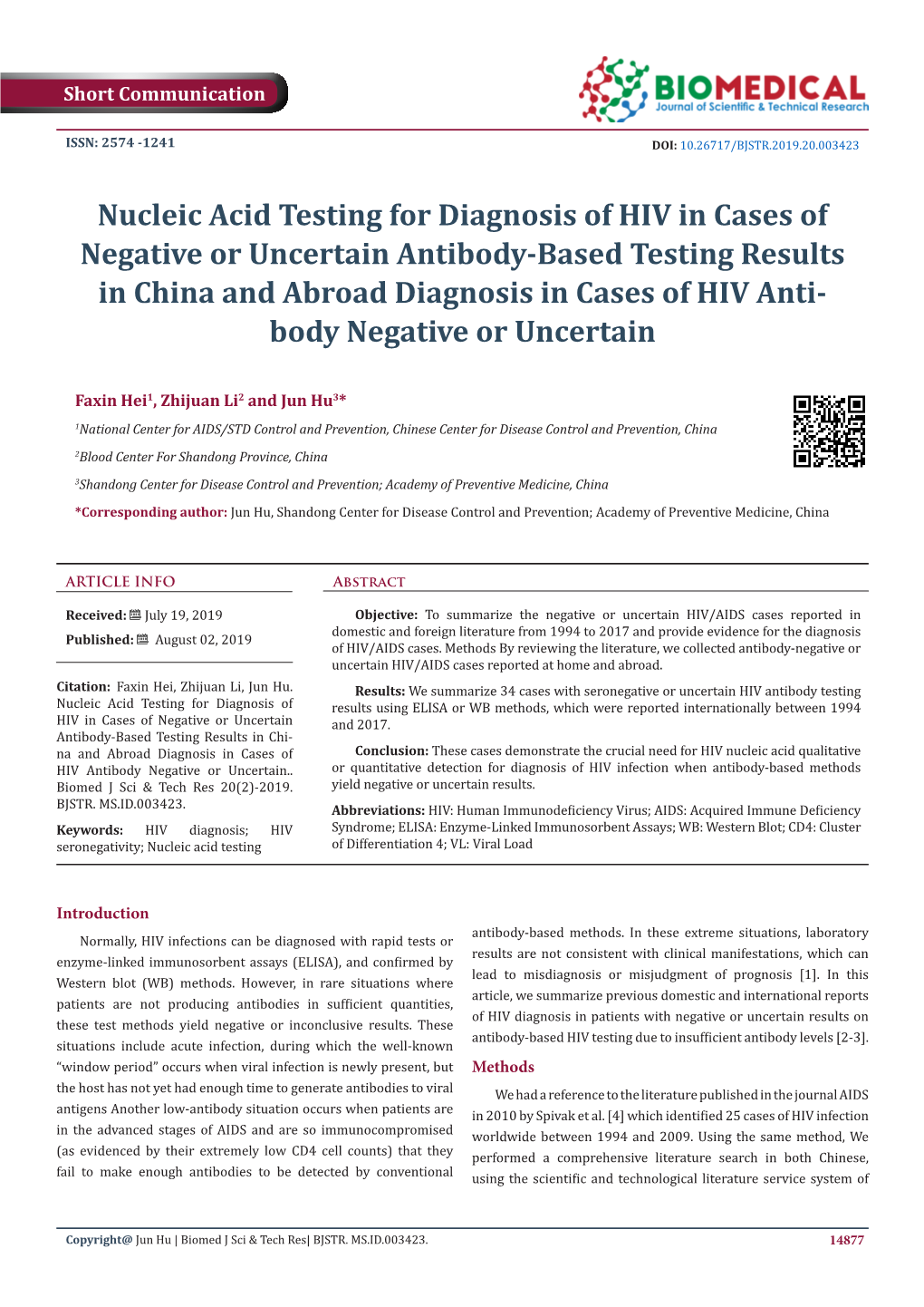 Nucleic Acid Testing for Diagnosis of HIV in Cases of Negative Or