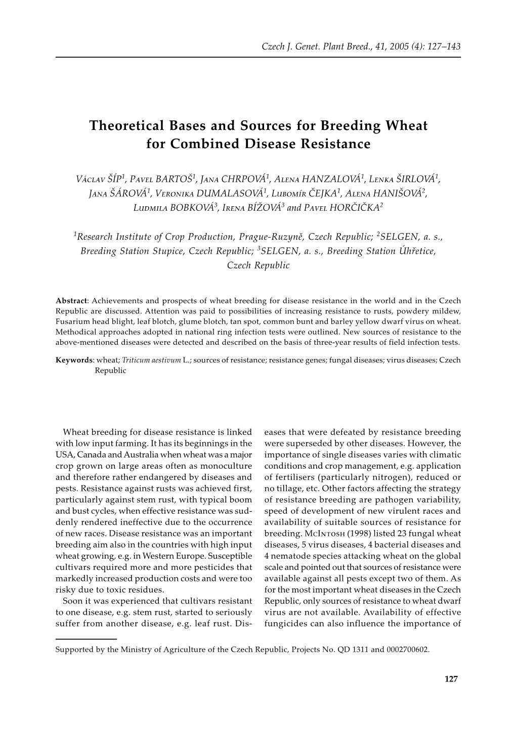 Theoretical Bases and Sources for Breeding Wheat for Combined Disease Resistance