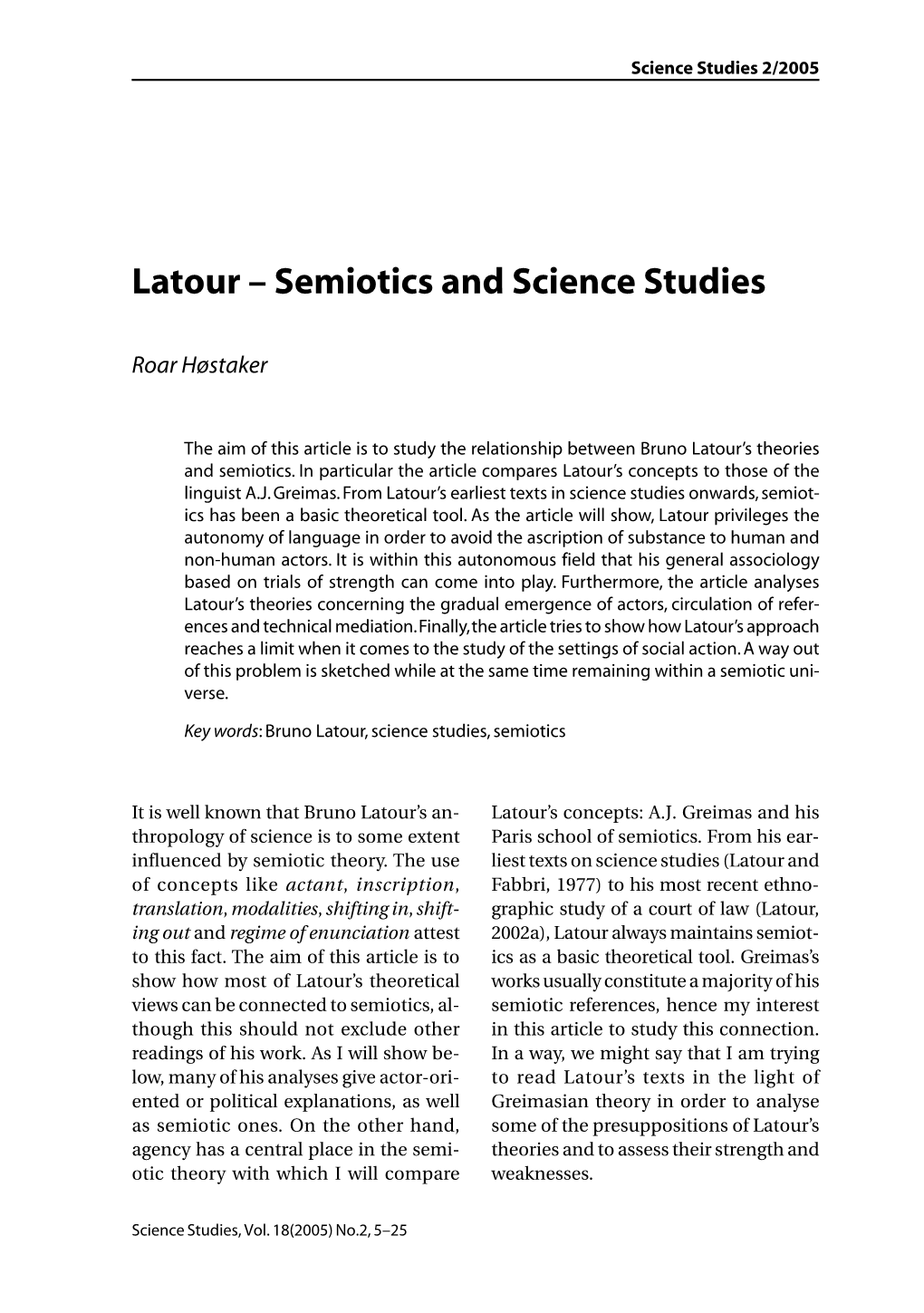 Latour – Semiotics and Science Studies