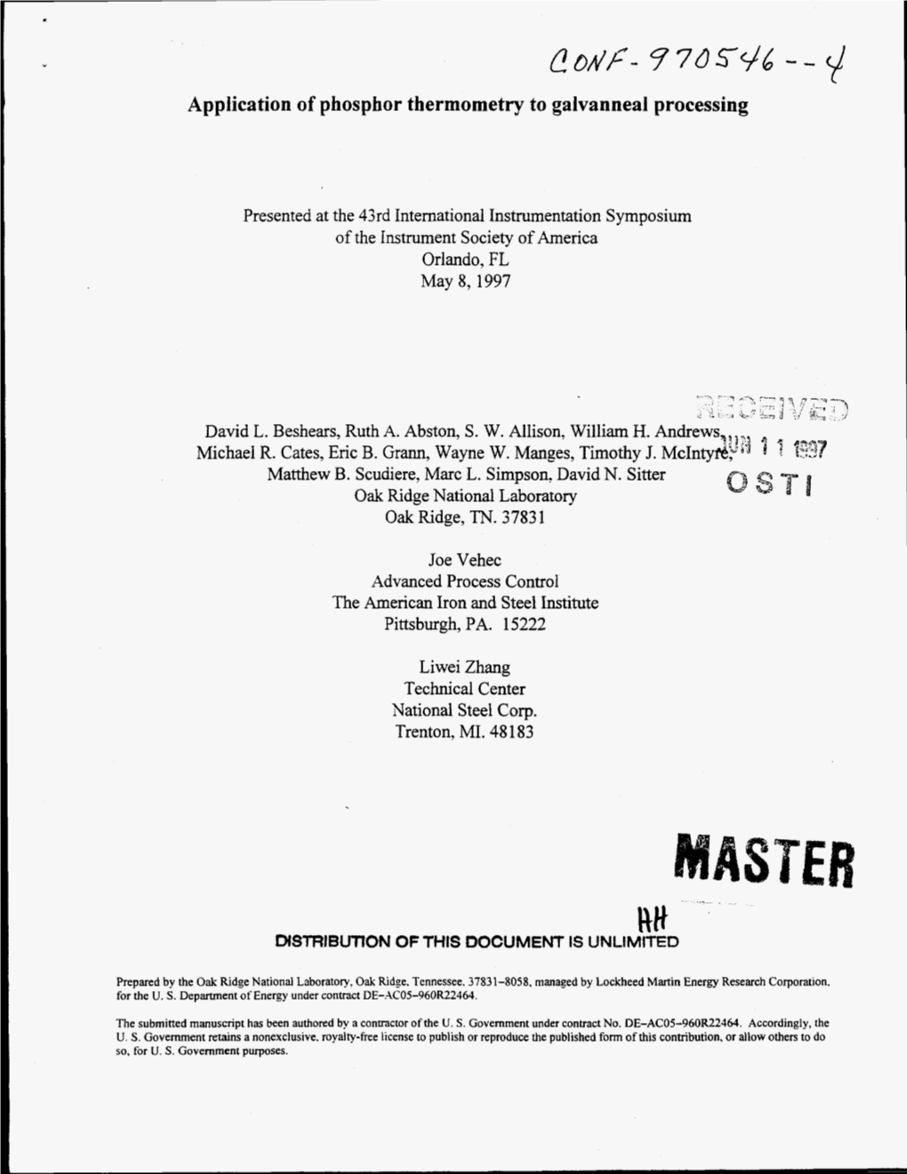 Application of Phosphor Thermometry to Galvanneal Processing