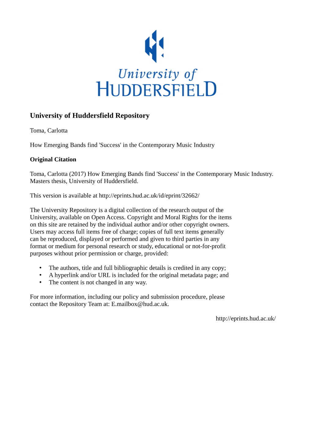 University of Huddersfield Repository