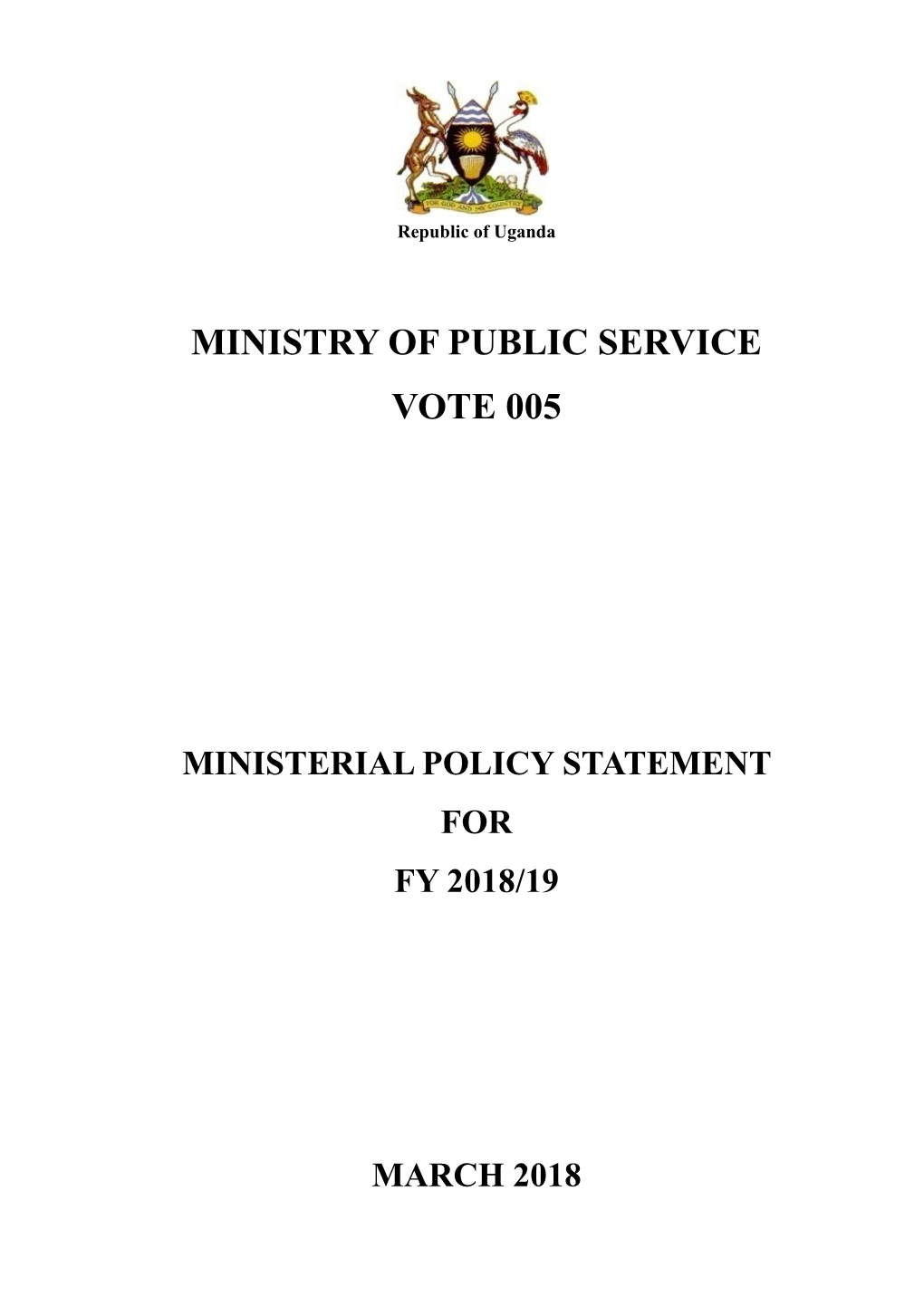 Ministry of Public Service Vote 005