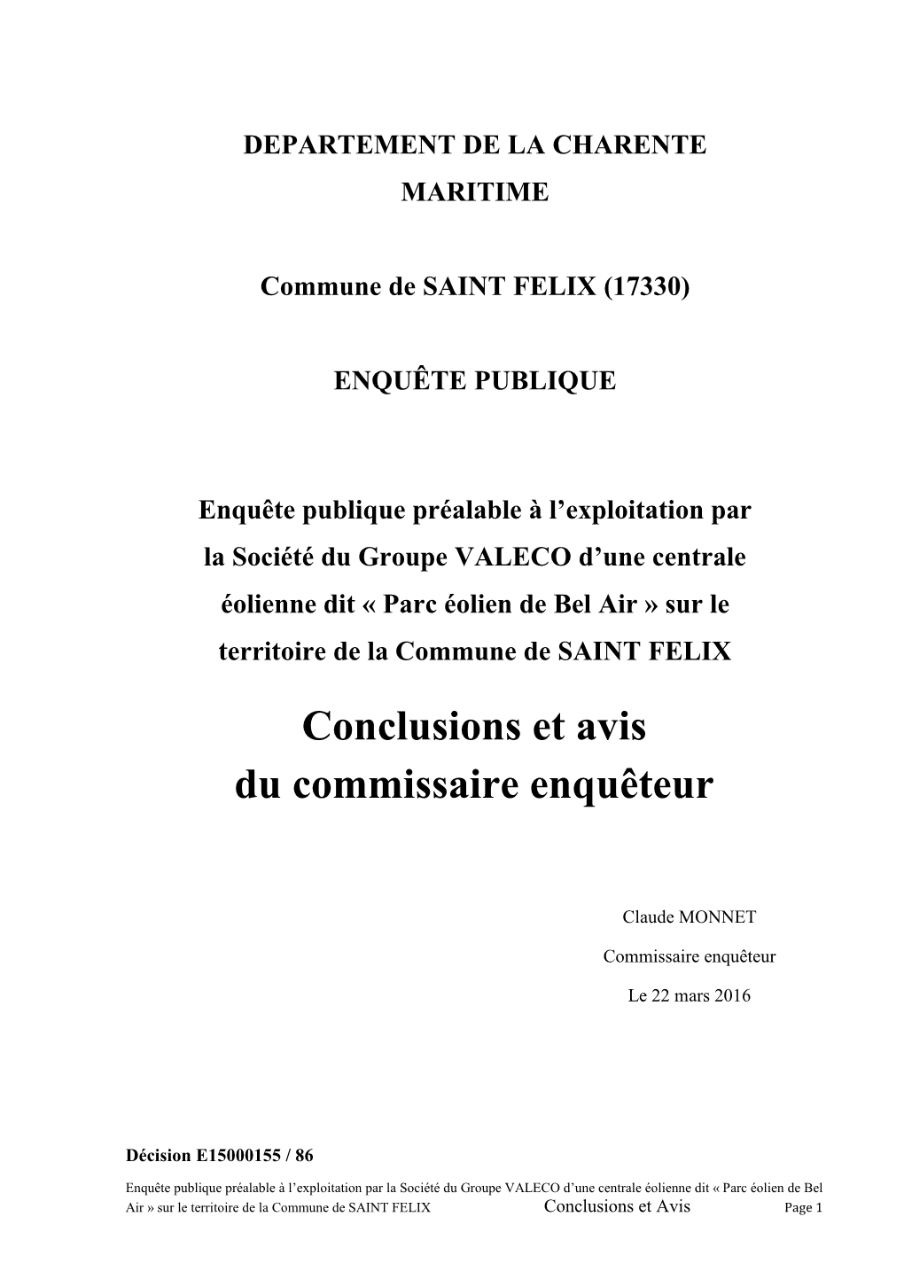 12 Eolien St Félix 2 Conclusions Et Avis