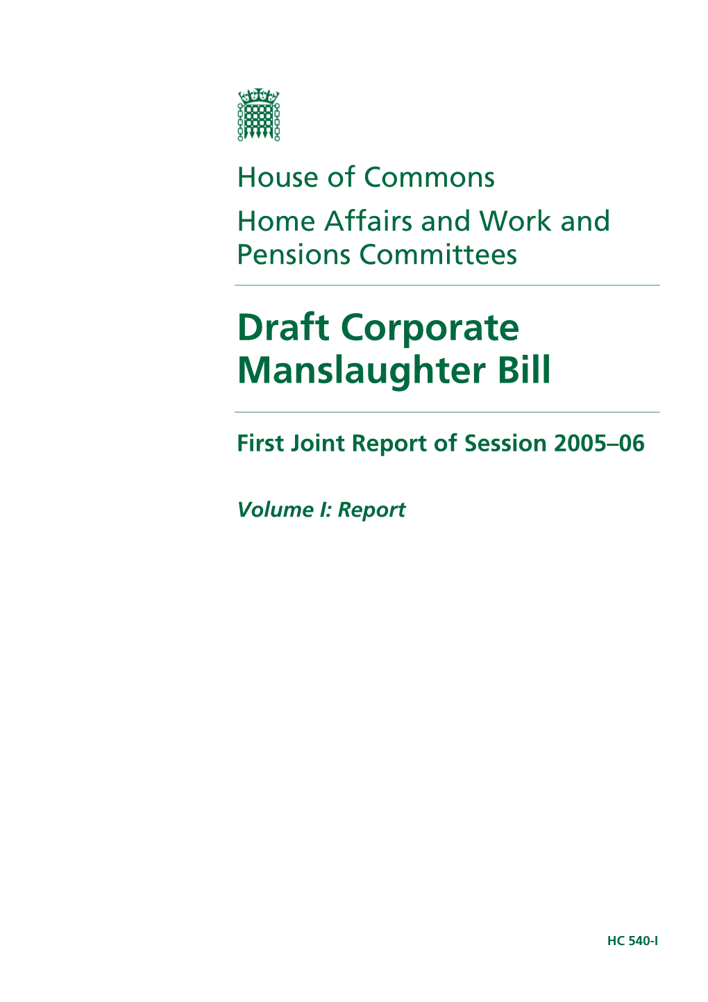 Draft Corporate Manslaughter Bill