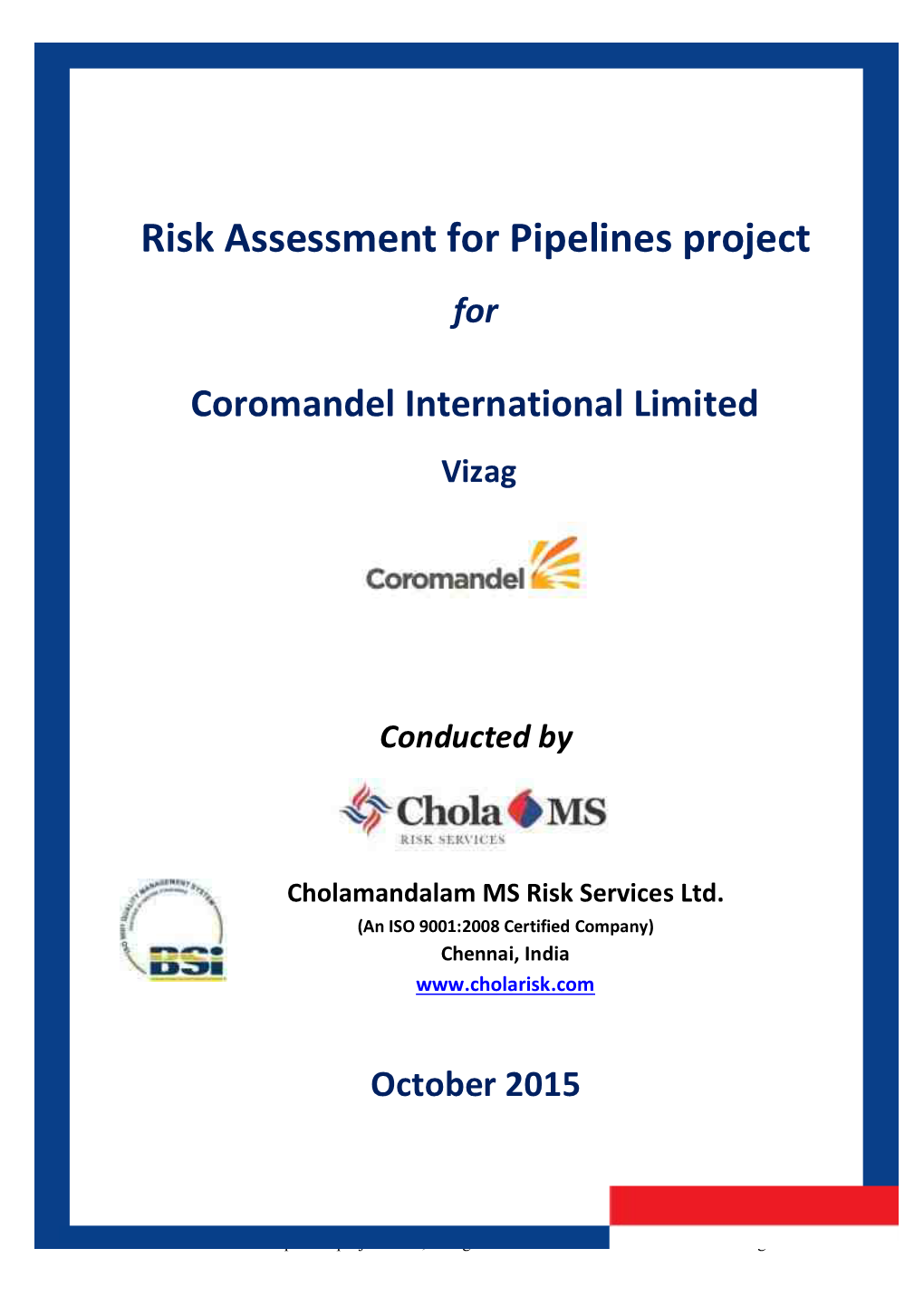 Risk Assessment for Pipelines Project For