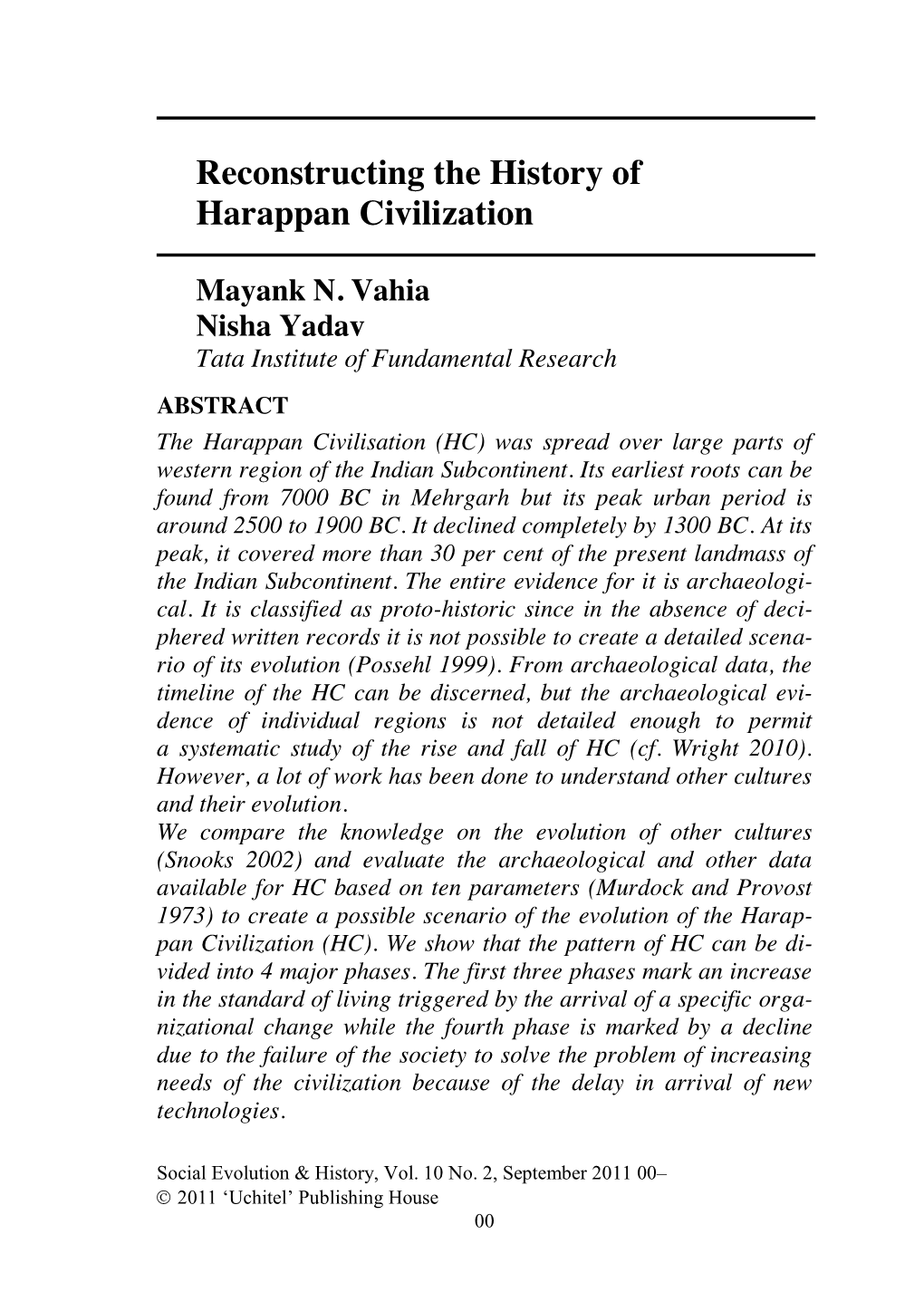 Download Evolution of Harappan Civilisation