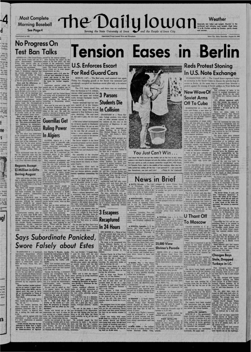 Daily Iowan (Iowa City, Iowa), 1962-08-25