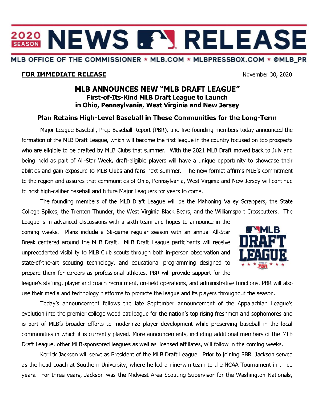 Mlb Announces New “Mlb Draft League”