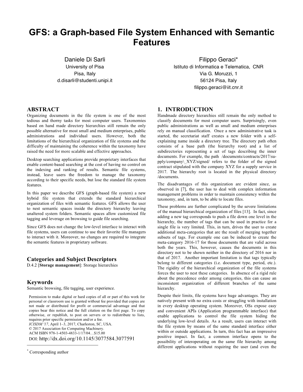 GFS: a Graph-Based File System Enhanced with Semantic Features