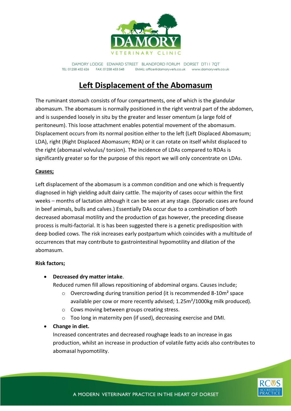 Left Displacement of the Abomasum