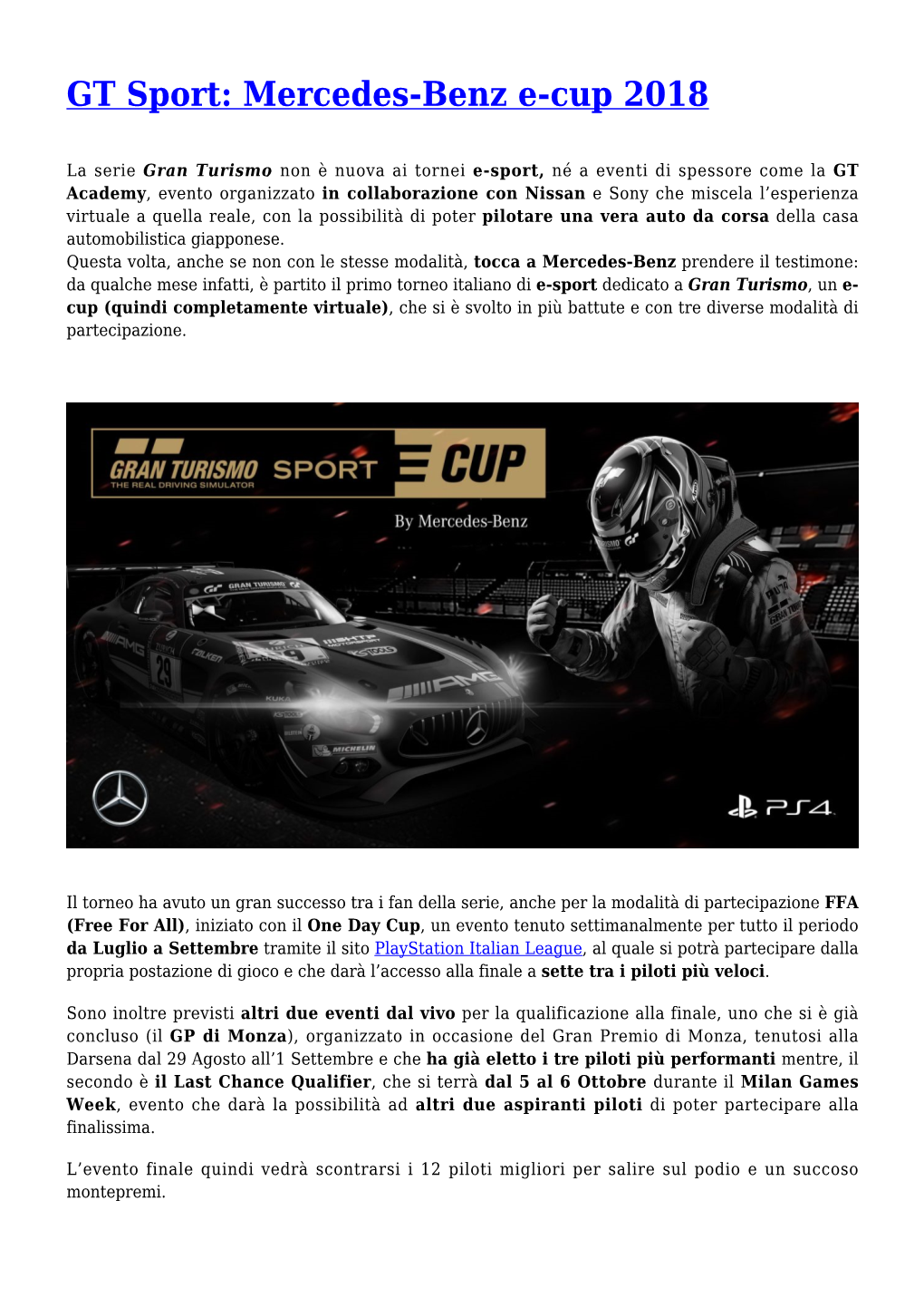 Mercedes-Benz E-Cup 2018,GT Sport,Gran Turismo