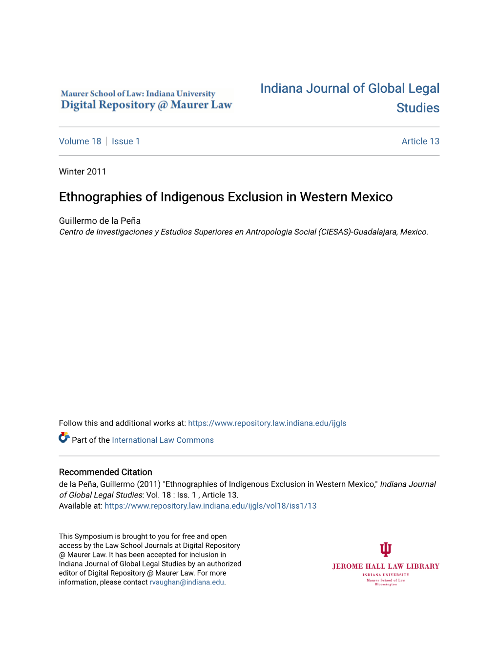 Ethnographies of Indigenous Exclusion in Western Mexico