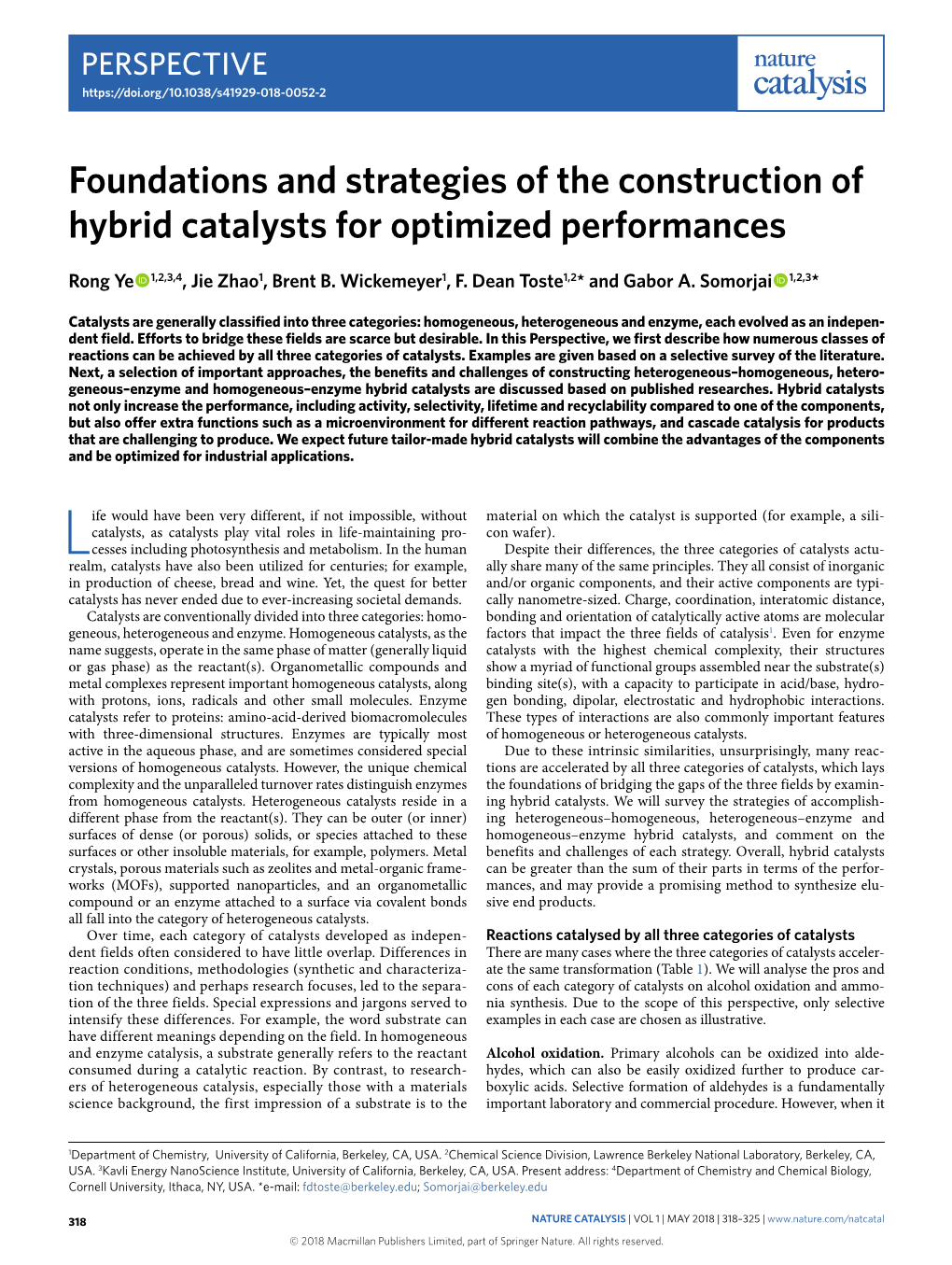 Foundations and Strategies of the Construction of Hybrid Catalysts for Optimized Performances