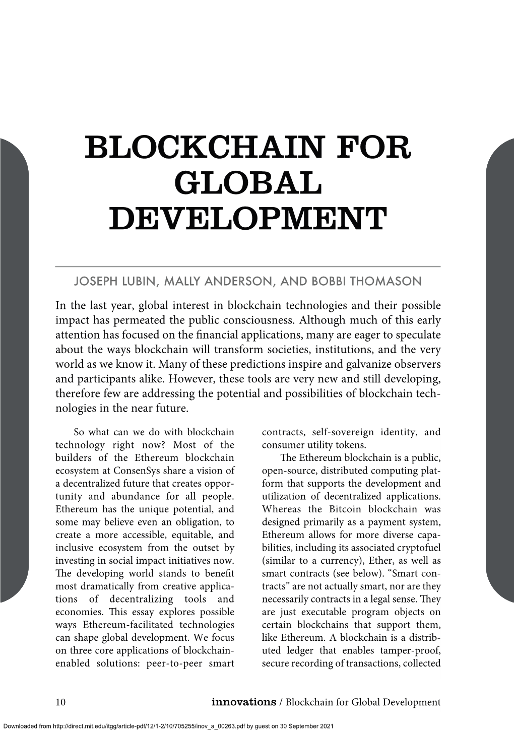 Blockchain for Global Development