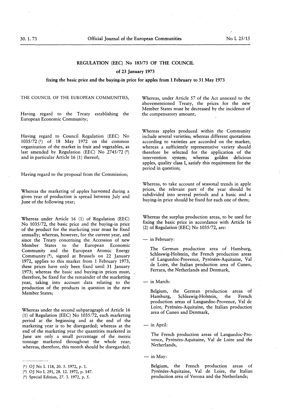 Official Journal of the European Communities of 23 January 1973