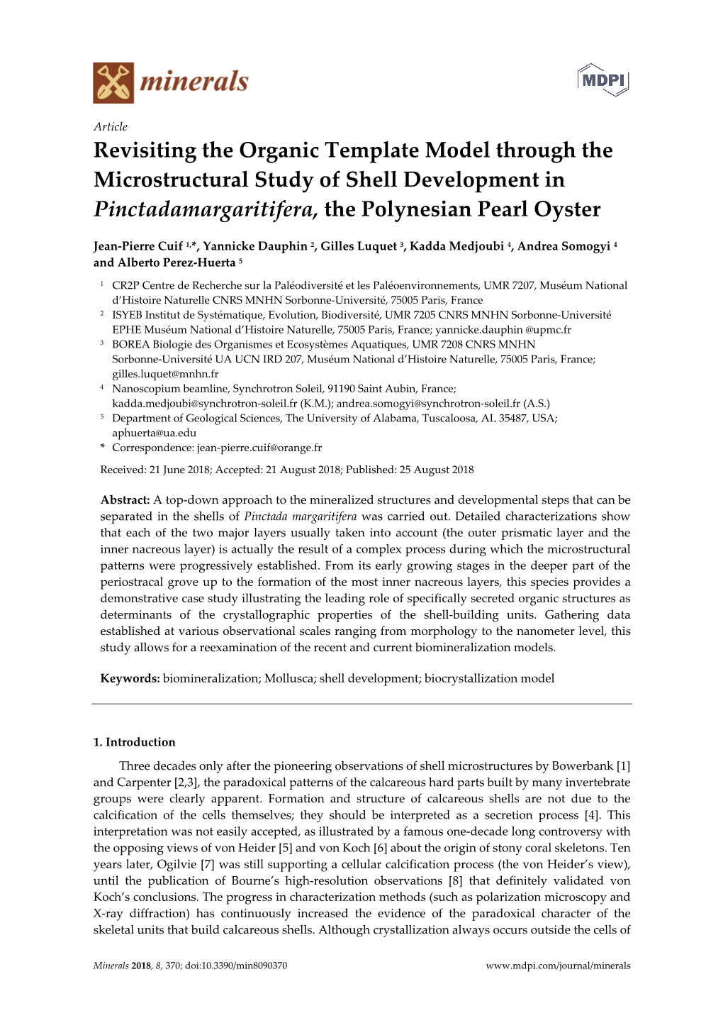 Revisiting the Organic Template Model Through the Microstructural Study of Shell Development in Pinctadamargaritifera, the Polynesian Pearl Oyster