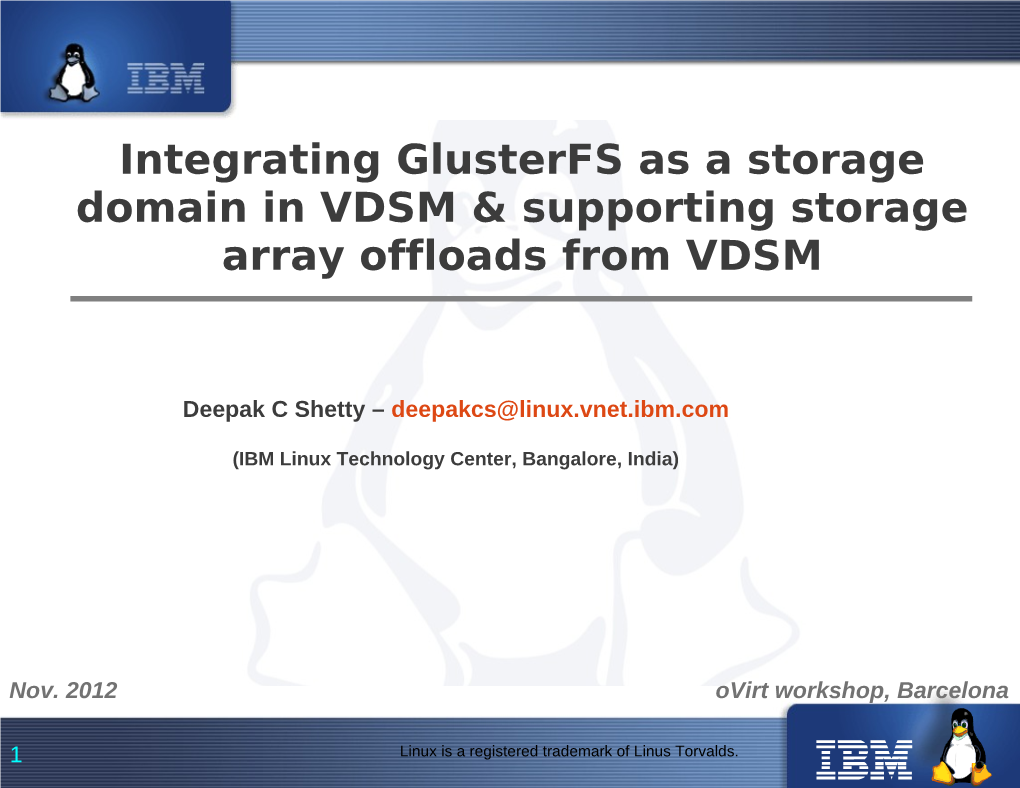 Integrating Glusterfs As a Storage Domain in VDSM & Supporting