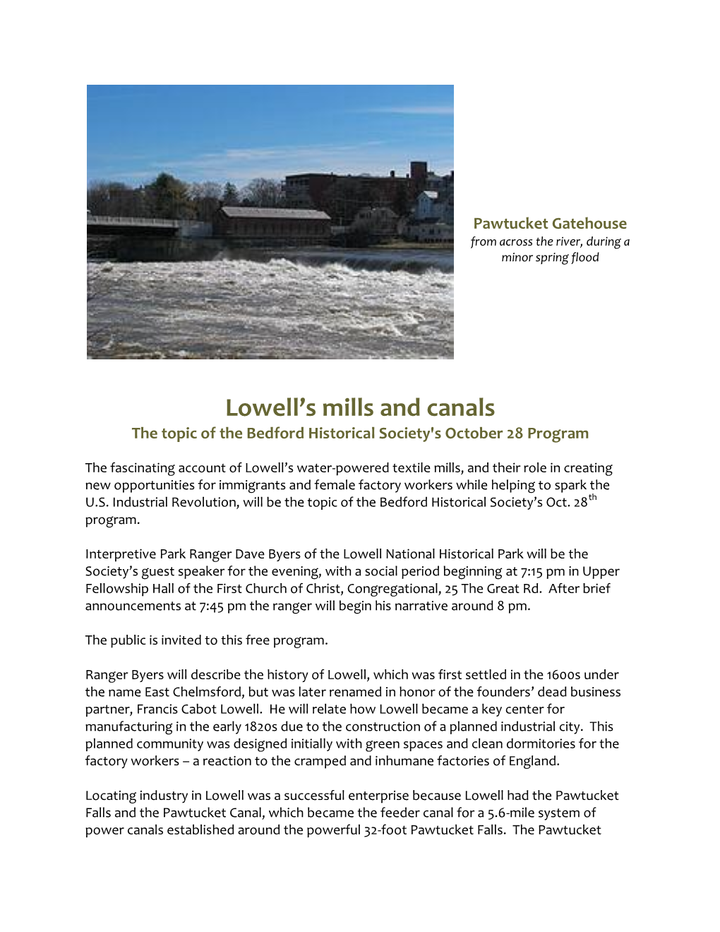 Lowell's Mills and Canals