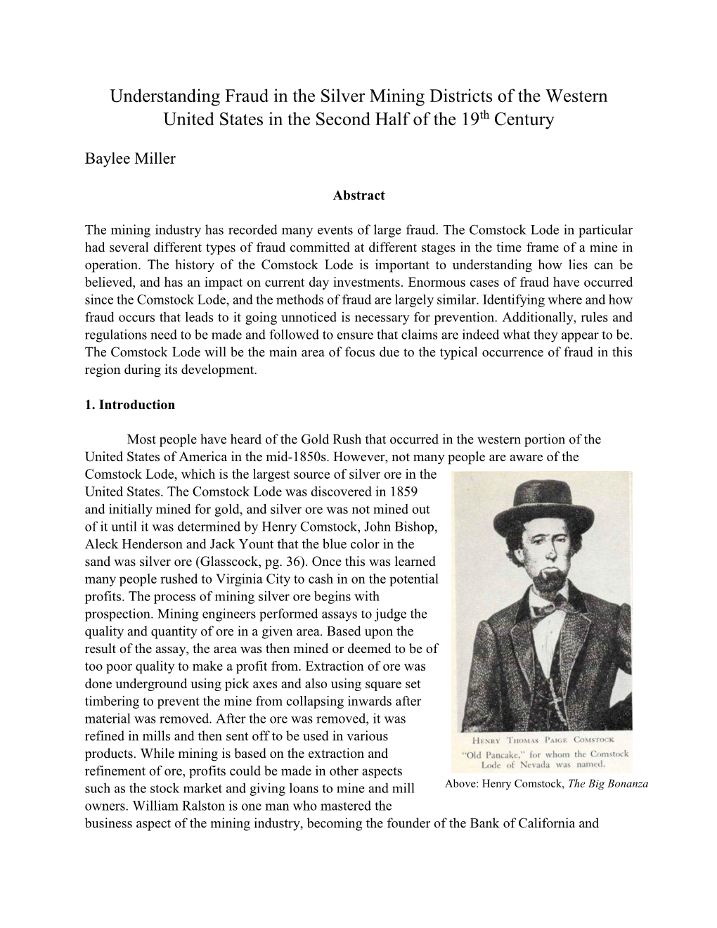 Understanding Fraud in the Silver Mining Districts of the Western United States in the Second Half of the 19Th Century