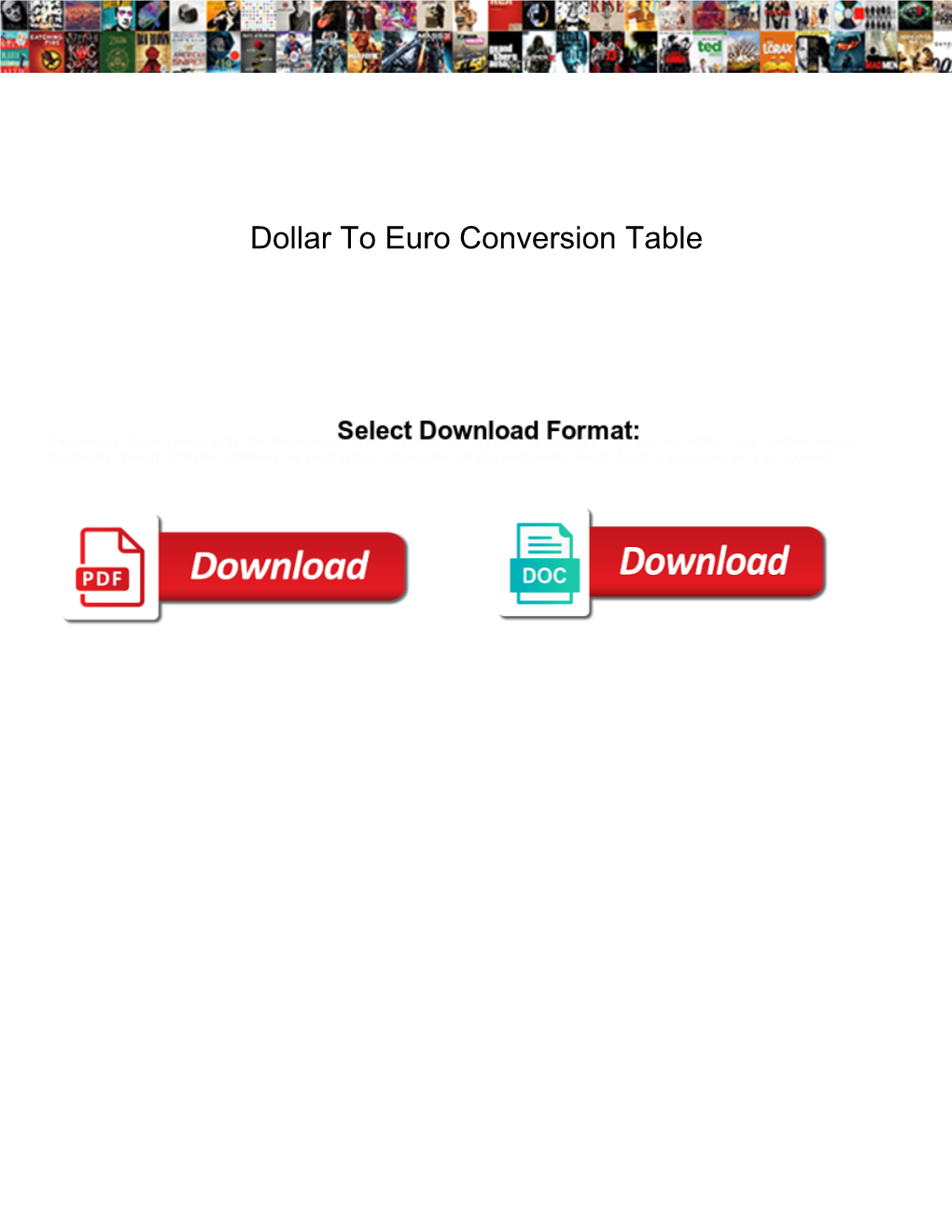 Dollar to Euro Conversion Table