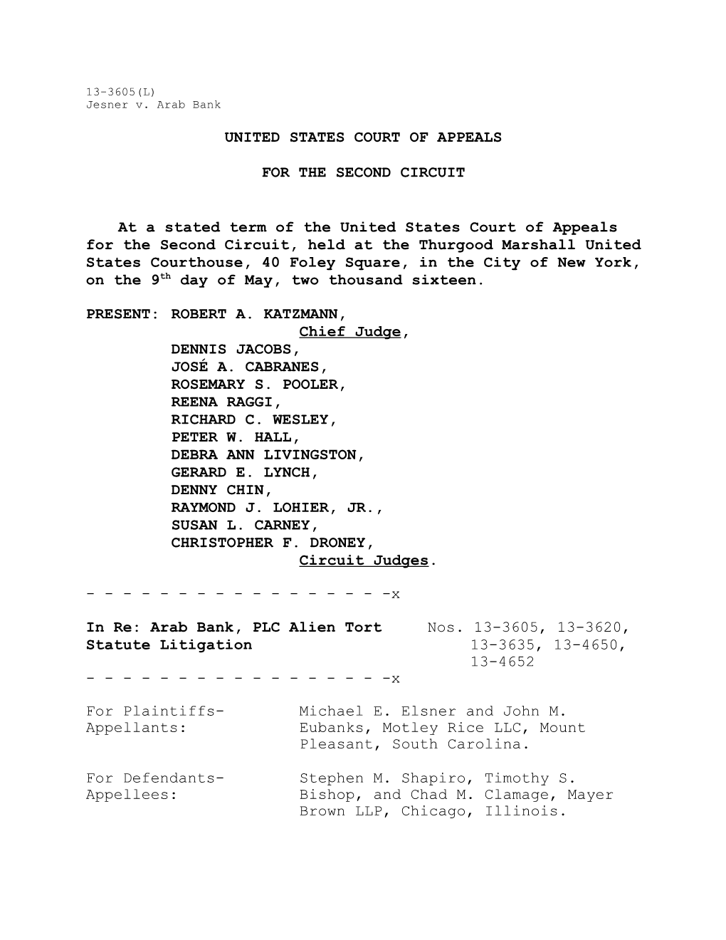Second Circuit Order Denying Petition