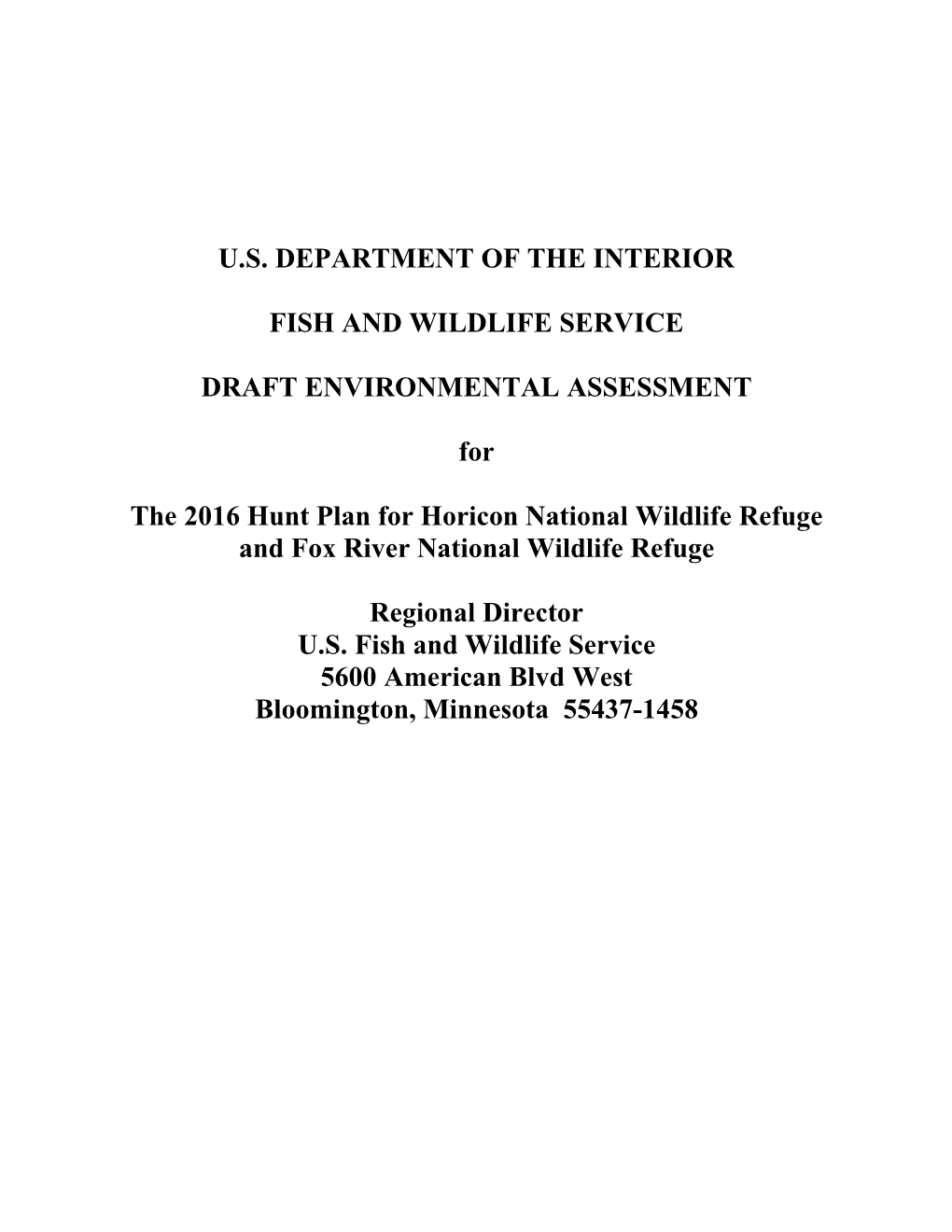 U.S. Department of the Interior Fish and Wildlife