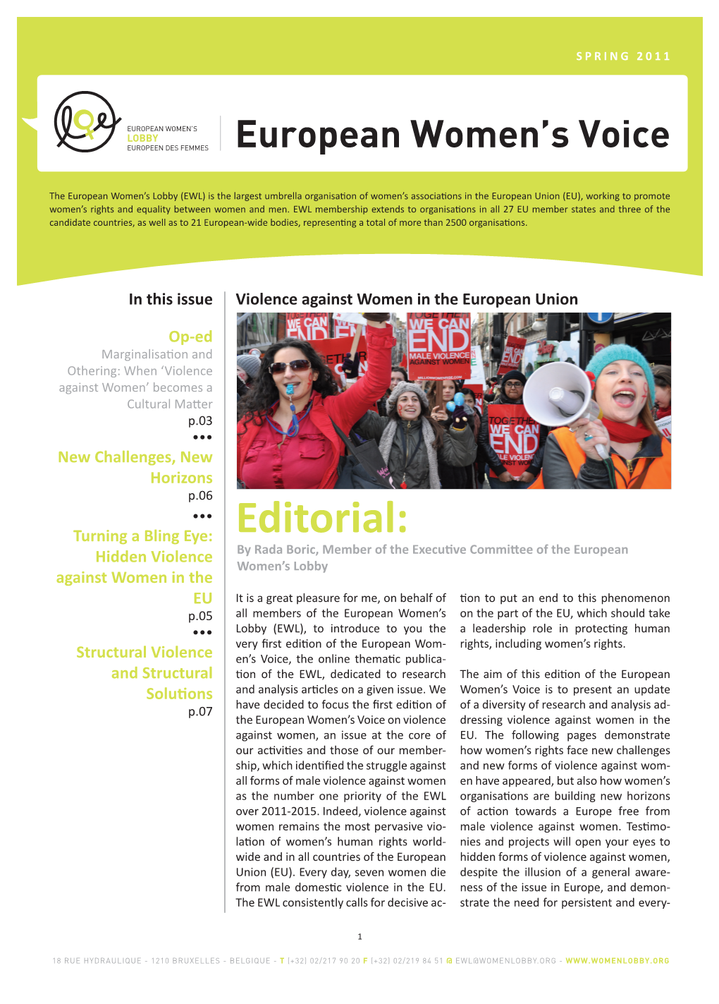 European Women's Voice, Spring 2011 (Violence Against Women)