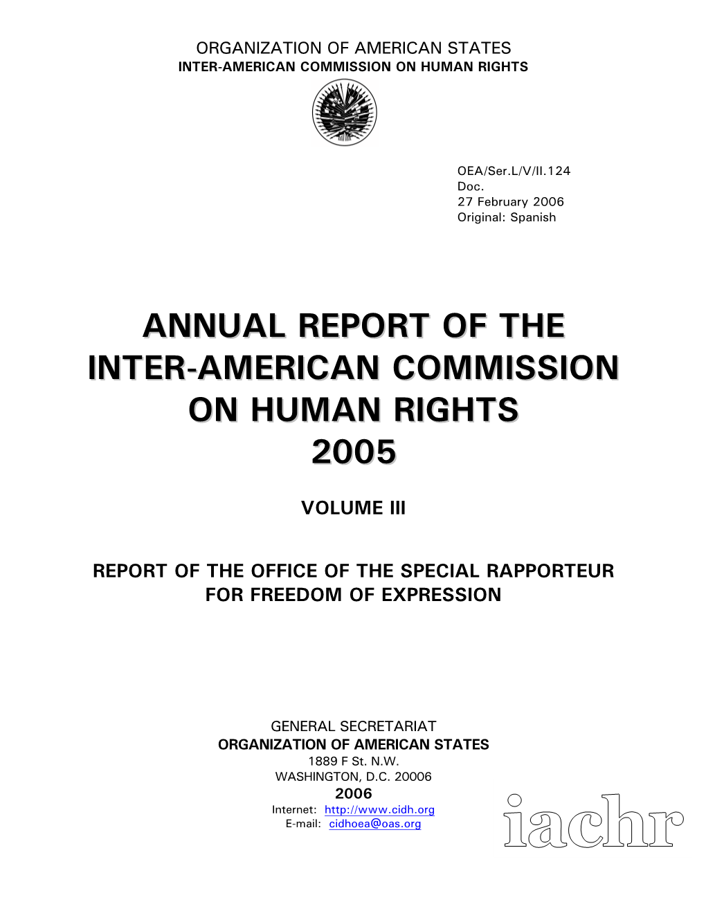 Annual Report of the Inter-American Commission on Human Rights, 2004